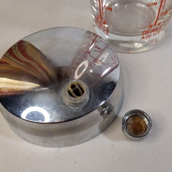 Vintage Art Deco Barware Clear Glass Red Font Recipes Cocktail ShakerCottagecore - Picture 5 of 7